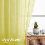 Lemon Sheer Curtains for Bedroom Living Room 54 Inch Length 2 Panels Set - Image 4