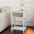 HOMPUS End Table Set of 2 with Drawer and Shelf, Vintage Nightstand Set 2 w - Image 2