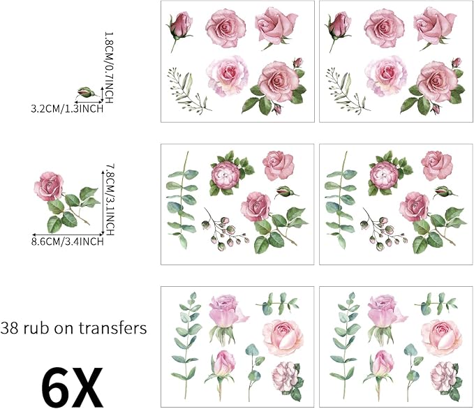 Vintage Floral UV DTF Stickers Rub on Transfers - Image 6