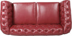 LEVNARY Leather Sofa, Chesterfield Tufted Upholstered 2 Seater Couch, Modern - Image 3