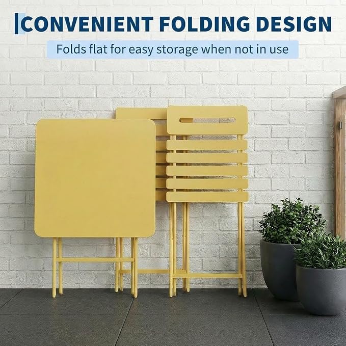 GarveeTech 3-Piece Folding Bistro Set, Heavy Duty Outdoor Patio Furniture - Image 3
