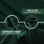 Exclusivo Mezcla Soft Waffle Fleece Bed Blanket Twin Size, Forest Green | - Image 7