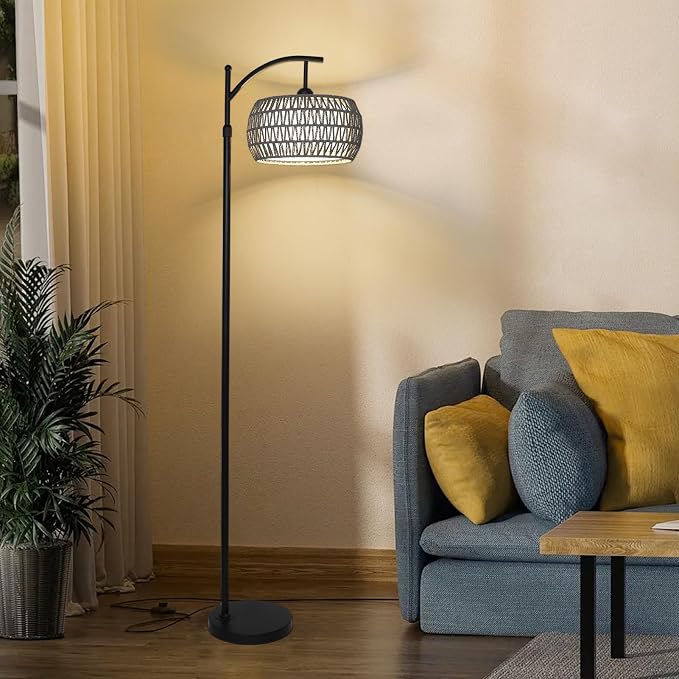 Arc Floor Lamp for Bedroom, Boho Standing Lamp - Image 8