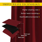 NICETOWN Burgundy Red Blackout Draperies Curtains - Image 3