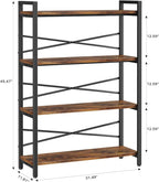 4 Tier Bookshelf 31.49" Width, Book Organizers and Storage, Wood and Metal Tall - Image 3