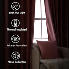 MIULEE Velvet Curtains 52x108 inches 2 Panels Blush Pink Blackout Curtains | - Image 6
