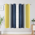 Navy Blue and Yellow Ombre Blackout Curtains - Image 2