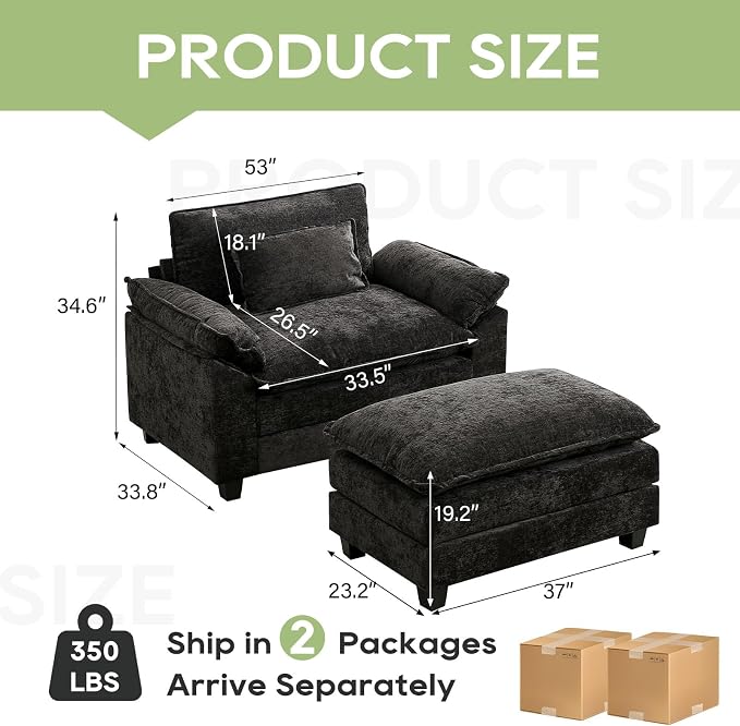 Oprisen 53" Modular Sectional Sofa, Comfy Cloud Couch Sectional Sofa - Image 2