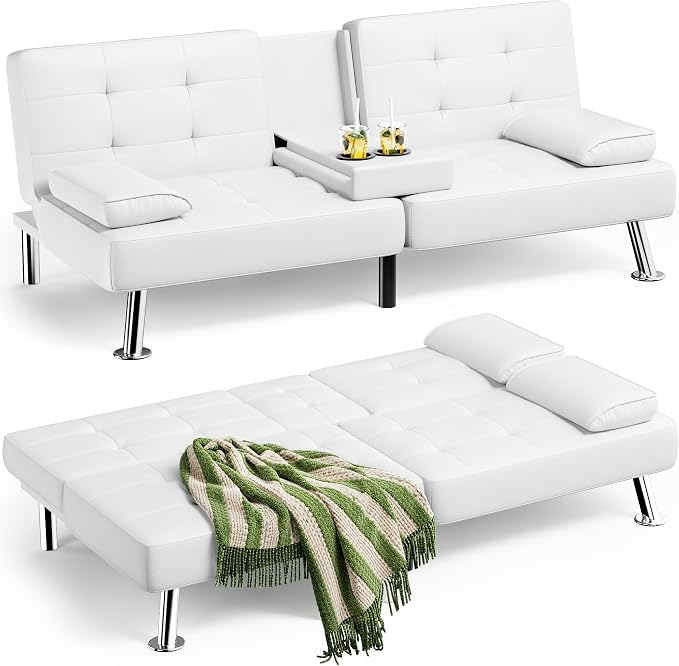 Homall Futon Sofa Bed, Leather Futon Couch by Homall