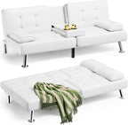 Homall Futon Sofa Bed, Leather Futon Couch by Homall