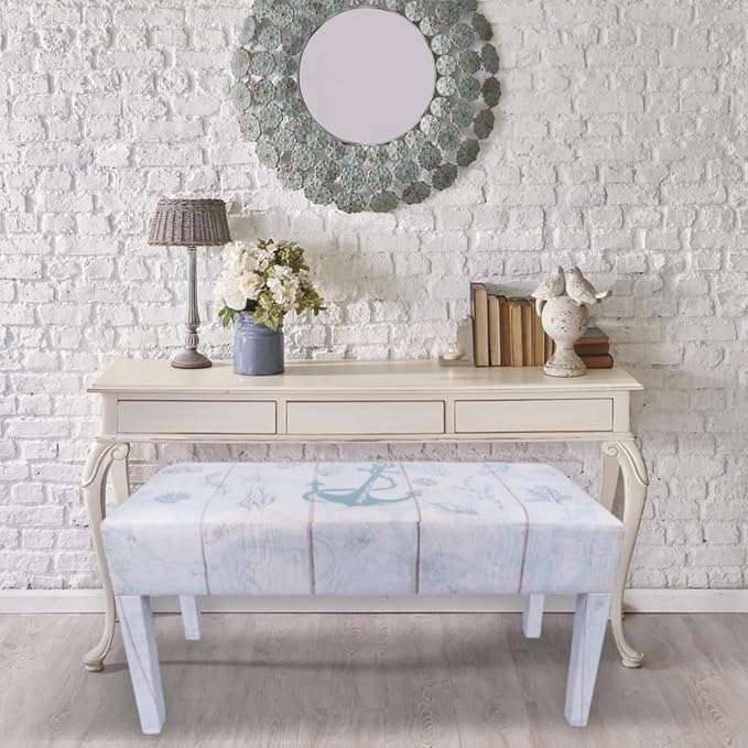 Indoor Coastal Bench Faux Leather Anchor Design - Image 4
