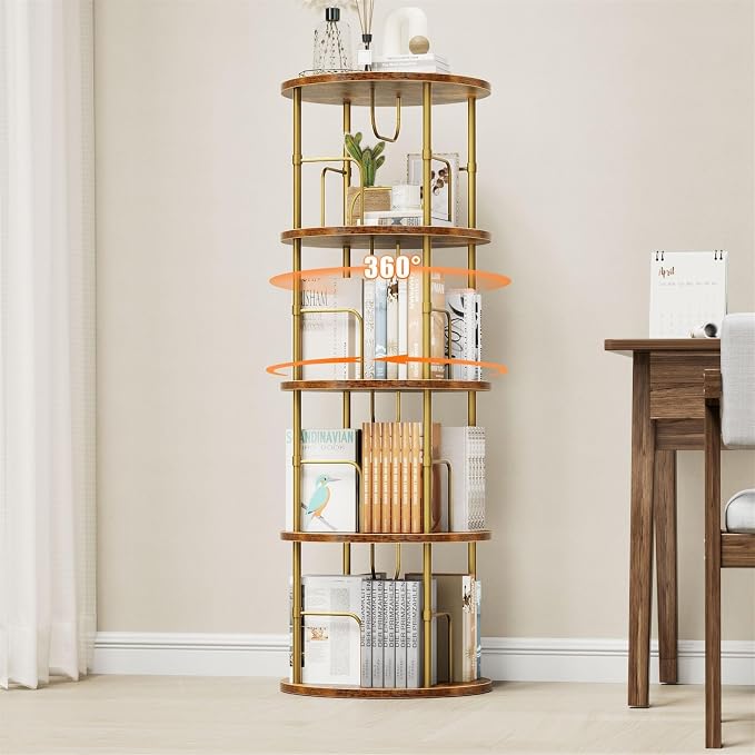 ALLSTAND Rotating Bookshelf, 4 Tier Spinning Bookshelf Tower, 360° Display by ALLSTAND