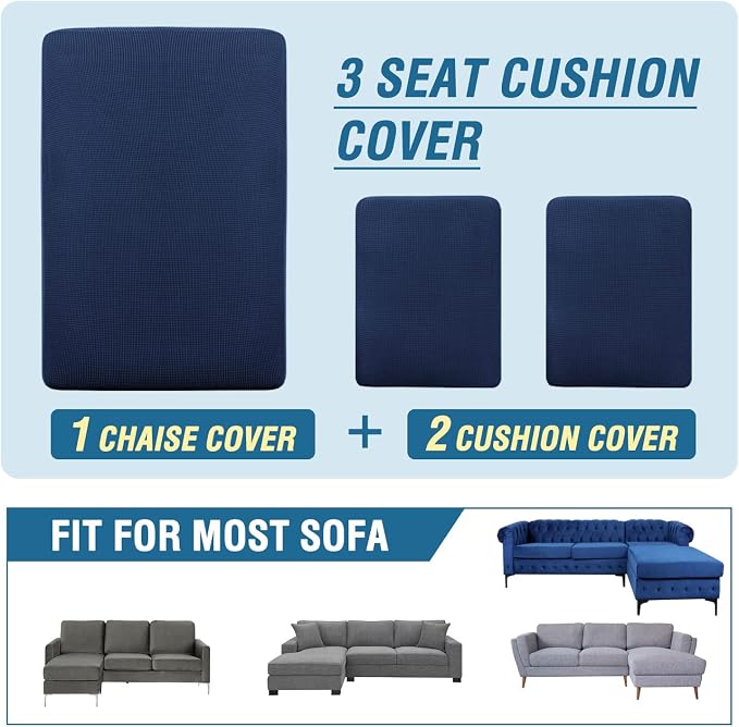 H.VERSAILTEX Sectional Couch Covers 3 Pieces Sofa Seat Cushion Covers L Shape - Image 8