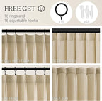 Topfinel 96 Inches Long Pinch Pleated Semi Sheer Curtains, Natural Linen - Image 2