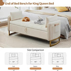 66" End of Bed Storage Bench King Size, Velvet Storage Benches - Image 5