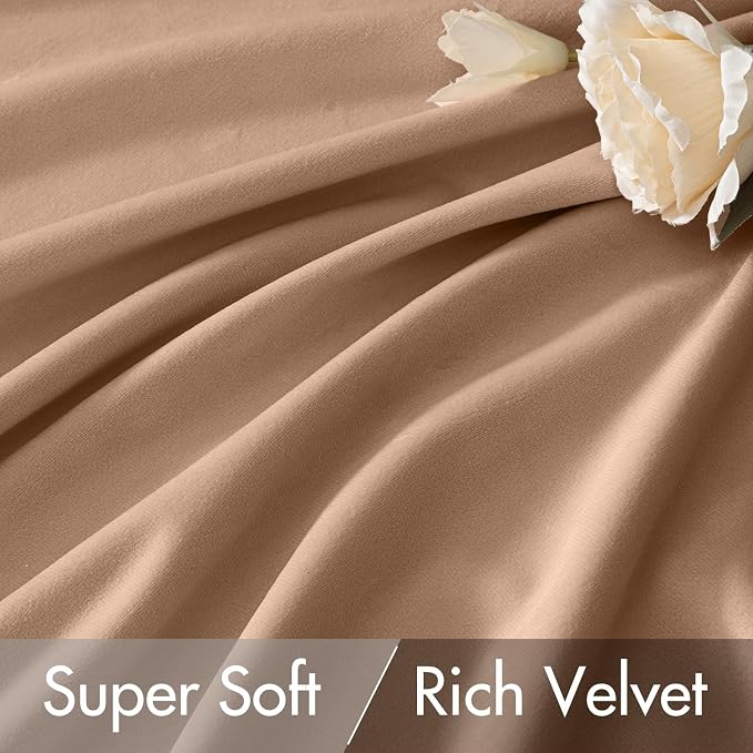 MIULEE Blush Beige Velvet Curtains 52x108 inches Luxury Blackout Curtains | - Image 4