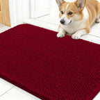 OLANLY Dog Door Mat for Muddy Paws 24x16, Super Absorbent Chenille Mud Mat | Red by OLANLY