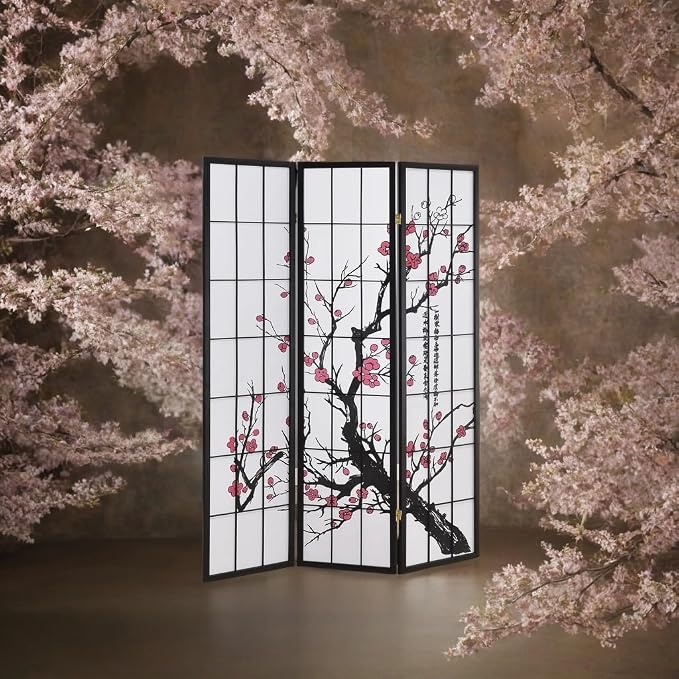 GTU Furniture Japanese Style 3 Panels Wood Shoji Room Divider Screen Oriental - Image 3