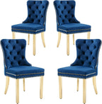 KCC Velvet Dining Chairs Set of 4, Upholstered High-end Tufted Dining Chair by KCC