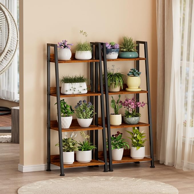 Furologee 4-Tier Ladder Shelf, Ladder Bookshelf - Image 2