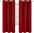 Red Thermal Blackout Curtains/42 x 72 Inch/Set of 2 Panels Room Darkening - Image 2