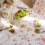 VClife White and Pink Print Table Cloth, Linen Texture Tablecloth - Image 9