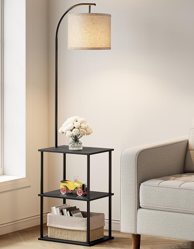 PARTPHONER Floor Lamp with Table, Night Stand with Lamp, Narrow Side Table with by PARTPHONER