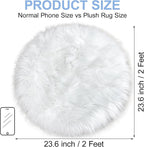 White Faux Fur Rug 2x2 Feet Small Round Fluffy Rug, Faux Sheepskin Circle Shag - Image 2