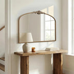 Besdomus Vintage Arched Gold Mirror: 40"x29" French Large Matt Gold Antique - Image 3