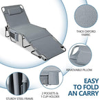 Tanning Chair with Face Hole, Adjustable Folding Chaise Lounge Chairs - Image 3