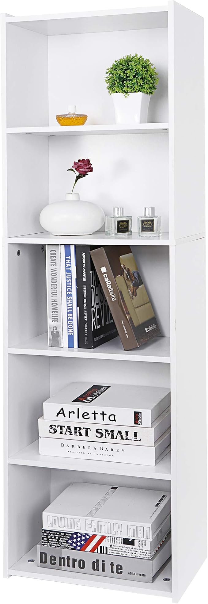 5 Tier Open Bookshelf, 52 Inch Bookcase Storage Rack - Image 6