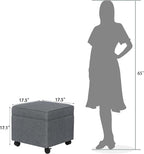 Adeco 17.5" Square Fabric Ottoman - Image 3