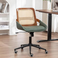 Home Office Desk Chair with Ergonomic Rattan Backrest, Walnut Crafts, Curved by ALLFONISLIVING