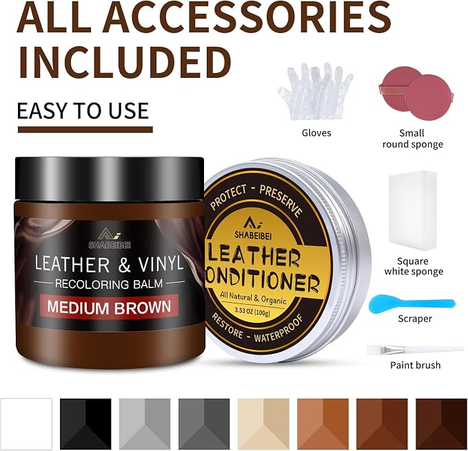 Leather Recoloring Balm with 100ml Mink Oil, Medium Brown Leather Repair Kit - Image 6
