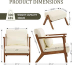 Modern Accent Chair and Ottoman Set, Mid-Century Faux Leather Upholstered - Image 2