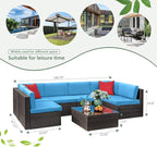Devoko 7 Pieces Outdoor Sectional Sofa Patio Furniture Sets Manual Weaving - Image 2