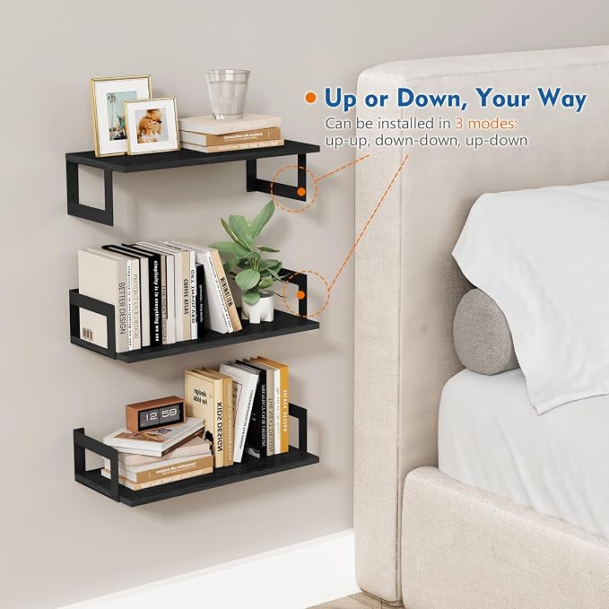 Harwaya Wall Mounted Bookshelf, Floating Bookshelves - Image 6