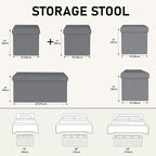 30W Folding Ottoman with Storage Bench, Storage Ottoman Bench, 15W Inches - Image 2