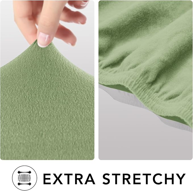 PureFit Stretch Oversized Couch Covers Fleece Sofa Slipcovers Sage Green | - Image 3
