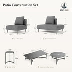 HERA'S HOUSE Metal Patio Furniture Set, Modular 10 Seats, 1 Nesting Coffee - Image 9
