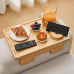 GEHE Real Bamboo Couch Armrest Table, 15.4"x9.8" Couch Arm Tray Table, 3 in 1 by GEHE