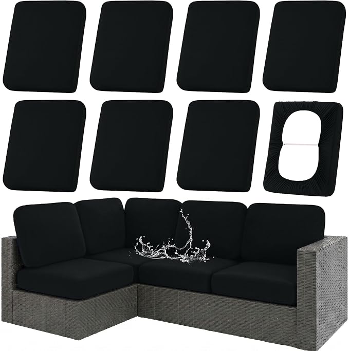Waterproof Outdoor Cushion Covers, Stretch Patio Slipcovers | UV Resistant by hyha