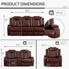 Power Recliner Sofa Set with LED, Leather Reclining Sofa Set, Living Room - Image 2