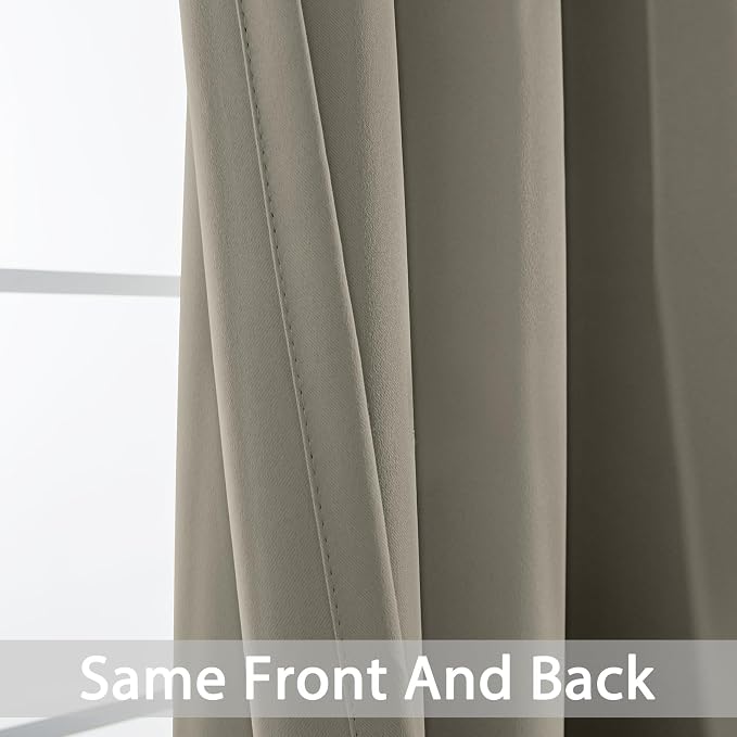 Yakamok Room Darkening Curtains 52x84 inch Length Taupe-Living Room | 2 panels - Image 3