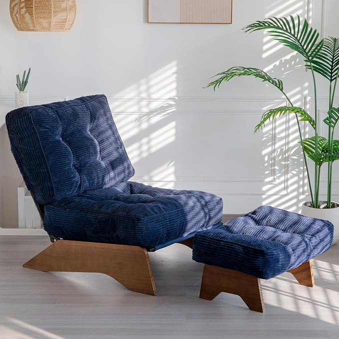 MAXYOYO Accent Chair with Ottoman Adjustable Backrest, Tufted Living Room Chair by MAXYOYO