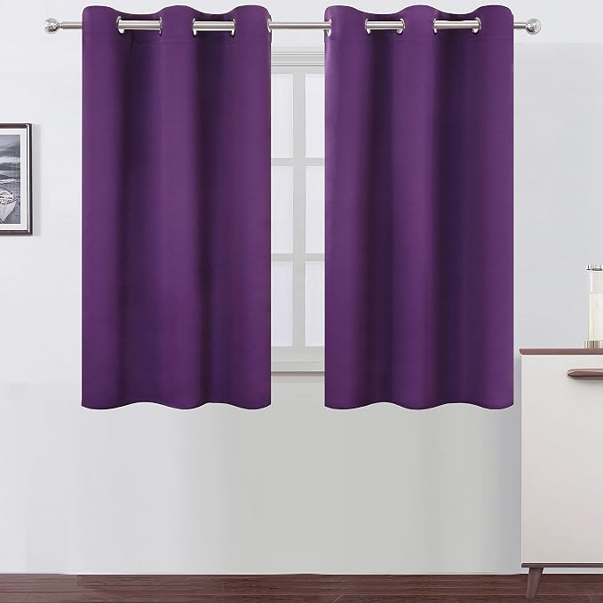 Purple Thermal Blackout Curtains/38 x 54 Inch/Set of 2 Panels Room Darkening by Lemomo