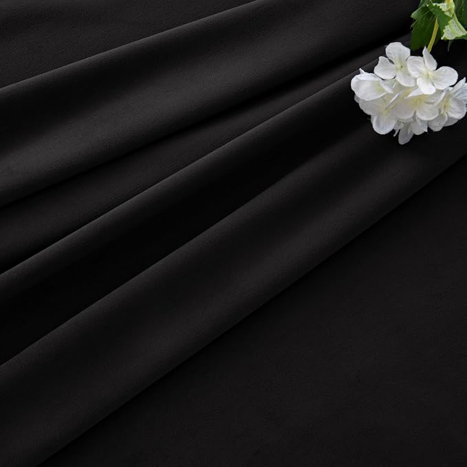 MIULEE Velvet Curtains 50W x 108L 2 Panels Black Blackout Curtains | Luxury - Image 7
