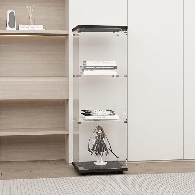 Display Cabinet with Glass Door and Lock, 3-Shelf Fast Installation Curio - Image 3