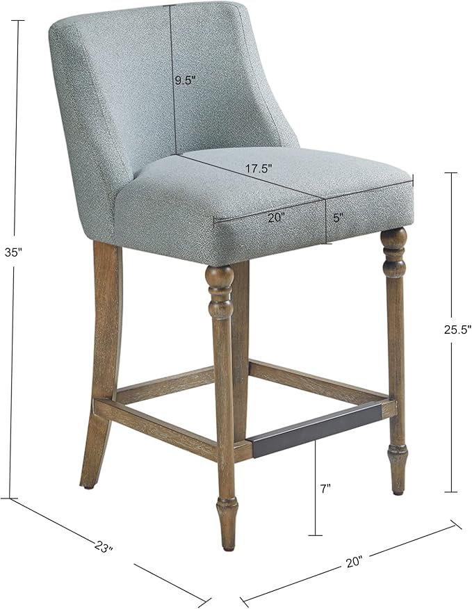Martha Stewart Delaney Upholstered Mid-Century Modern Counter Stool - Image 3