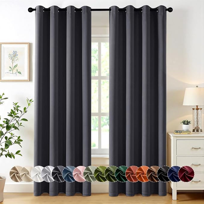 MIULEE Blackout Curtains for Bedroom 2 Panels 50 x 84 Inch Long Dark Grey | by MIULEE